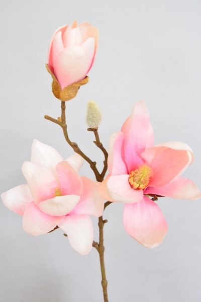 Zijden kunstbloem Magnolia tak, 45cm, roze